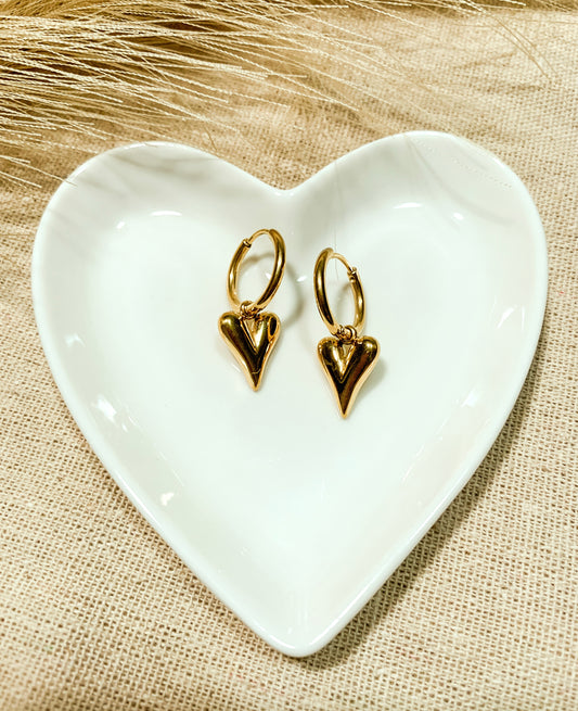 Golden Heart Earrings - Aretes Corazones Dorados