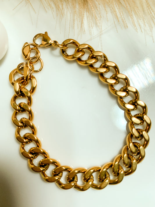 Golden Cuban bracelet - Pulsera Cubana en eslabones